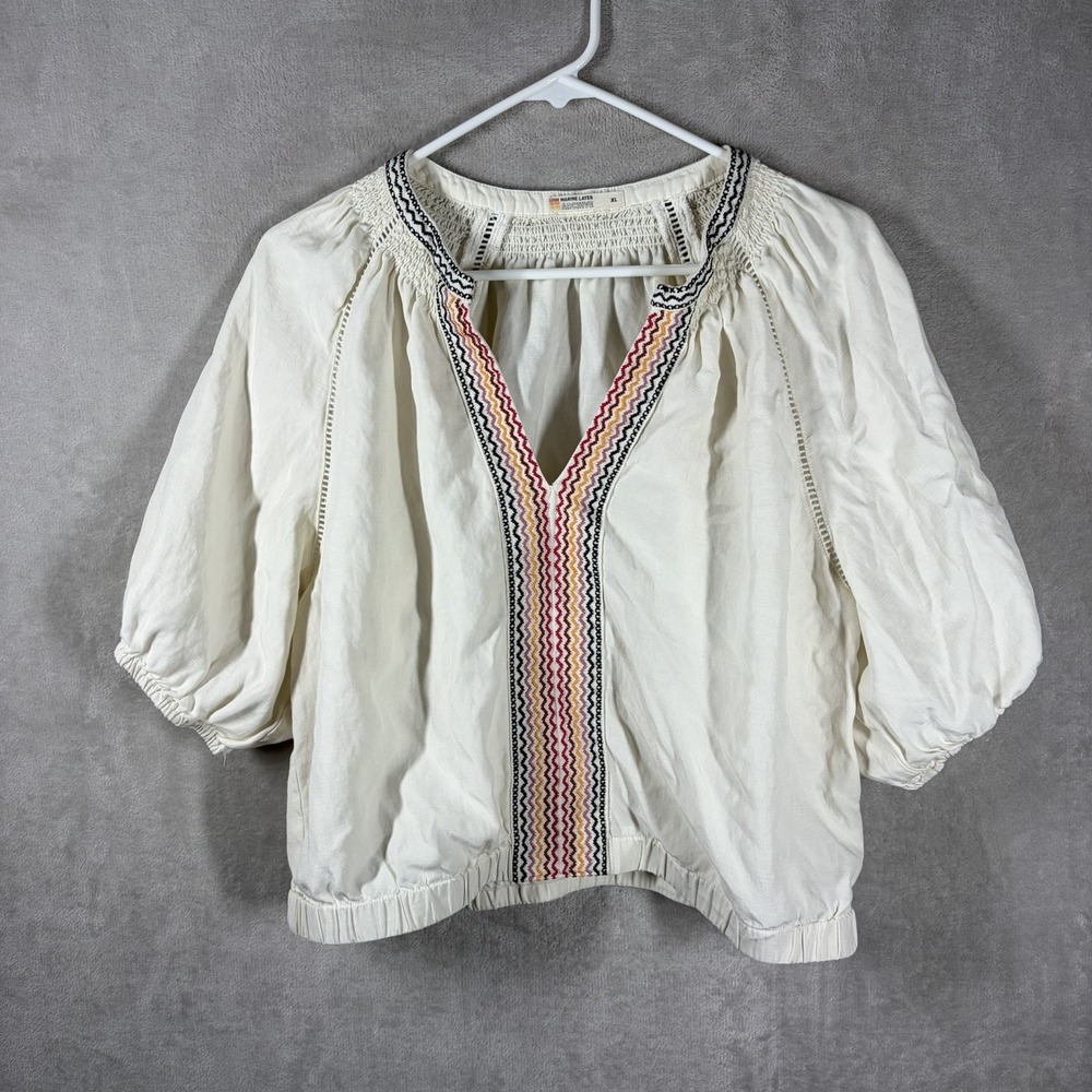 Marine Layer Archive Bea Peasant Blouse Size XL Boho Chic Folk Embroidery Hippie